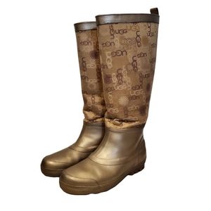 UGG Walingford Soft Gold Pull On Sheepskin Lined Rain Snow Boot